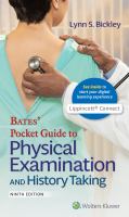 BATES POCKET GUIDE FOR PHYSICAL EXAMINATION AND HISTORY TAKING