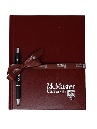 Crested Composition Book with McMaster Pen - #7624311
