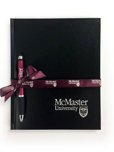 Crested Composition Book with McMaster Pen  - #7625078