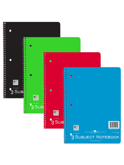 3 Subject Wirebound Notebook