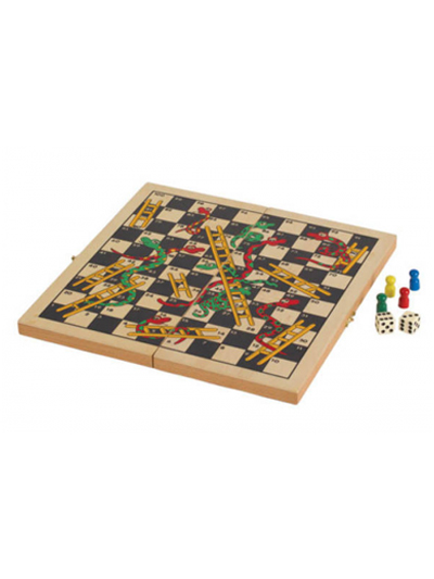 SNAKES and LADDERS - FOLDING WOOD BOARD