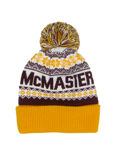 McMaster University North Pole Knit In Cuff Beanie Toque with Pom