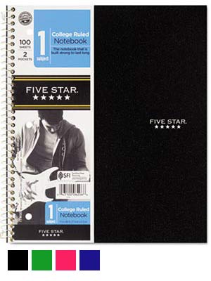 Five Star 1 Subject Wirebound Notebook - #7141933