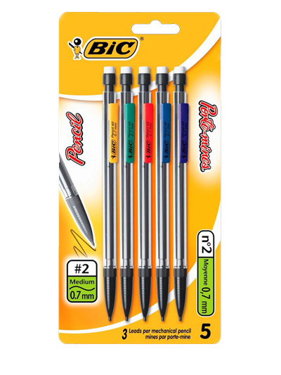BIC Mechanical Pencils, 0.7 mm, Pack Of 5 - #7163635