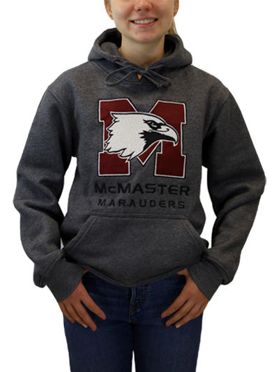 Classic McMaster Marauders hood in Charcoal Grey