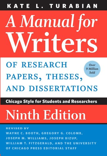 MANUAL FOR WRITERS OF RESEARCH PAPERS THESES AND DISSERTATIONS