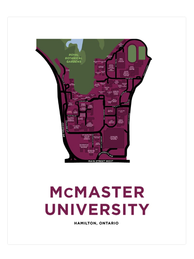 McMaster University Map Print 11x14 - #7695874